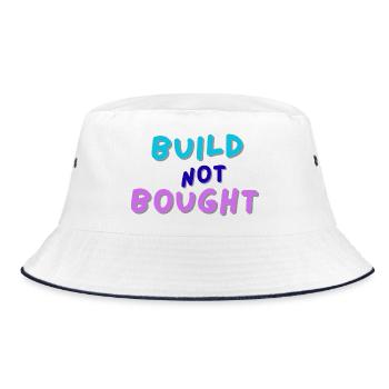 Inspirational Build Not Bought Typography - Bucket Hat - white/navy - Front