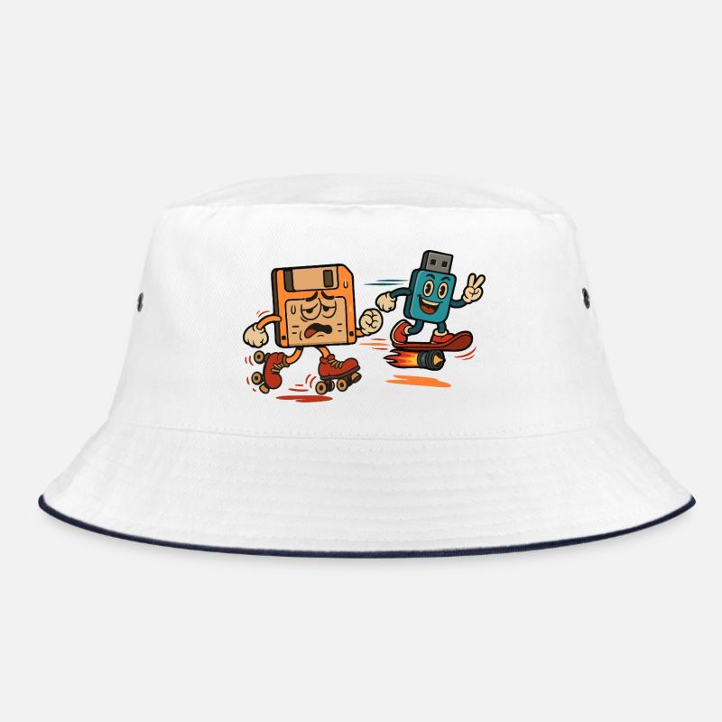 Floppy Disk vs USB Drive Sarcastic 80s Joke Bucket Hat