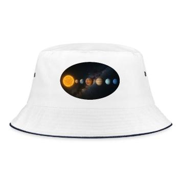 Sonne - Sonnensystem - Planeten - Bucket Hat - Weiß/Navy - Vorne