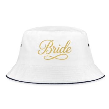 Elegant Gold Bride Script Design - Bucket Hat - white/navy - Front