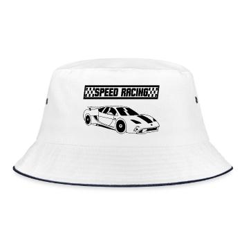 Voiture de course sportive minimaliste - Bob - blanc/marine - Devant