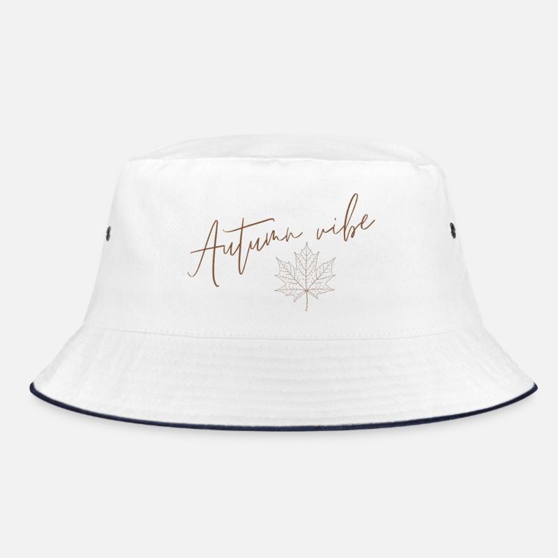 Autumn vibe - Maple Leaf on Autumn Background - Bucket Hat - white/navy