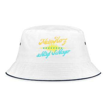 My heart beats Schlager - Bucket Hat - white/navy - Front