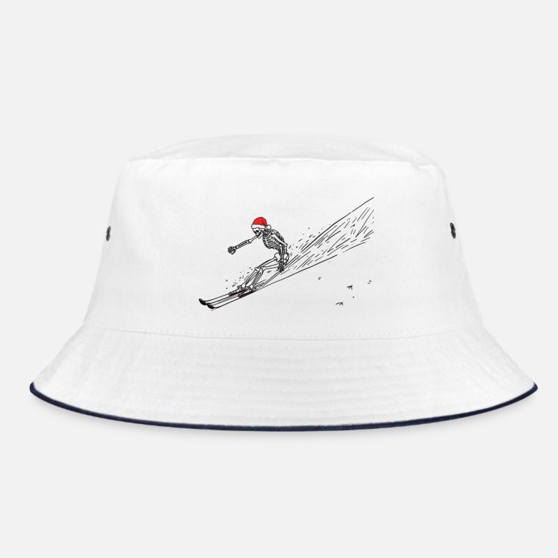 skiing santa skeleton - Bucket Hat - Weiß/Navy