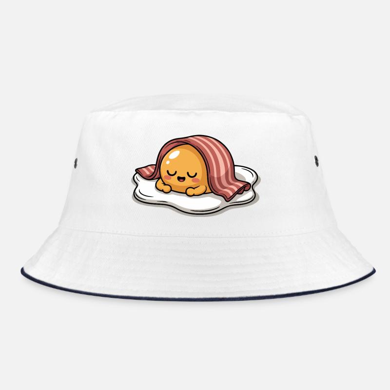 Sleeping Egg With Bacon Cartoon Bucket Hat