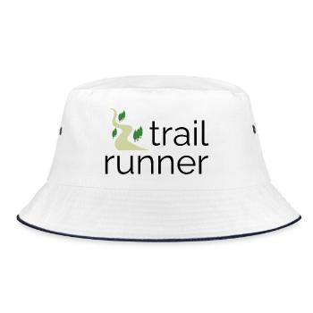 Trail Runner - Design mit Text und Trail - Bucket Hat - Weiß/Navy - Vorne