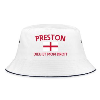 Écusson Preston Angleterre avec devise - Bob - blanc/marine - Devant