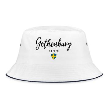 Elegantes Design Göteborg, ich liebe Göteborg - Bucket Hat - Weiß/Navy - Vorne
