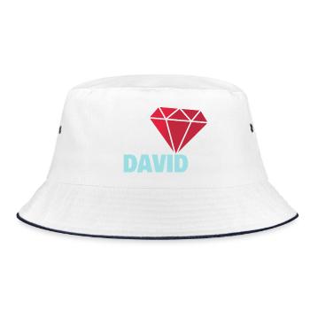 David - Bucket Hat - Weiß/Navy - Vorne