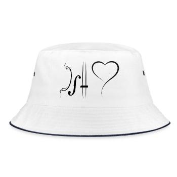 Minimalist Heart Line and Violin Sketch - Bucket Hat - white/navy - Front