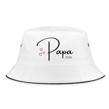 Papa 2026 Baby News Schwanger werdender Vater - Bucket Hat - Weiß/Navy - Vorne