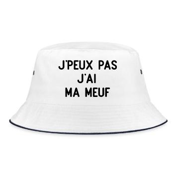 Ich kann nicht, ich habe mein Mädchen - Bucket Hat - Weiß/Navy - Vorne