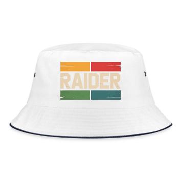 Raider Gamer Retro Vintage Colors RPG Gaming - Bucket Hat - white/navy - Front