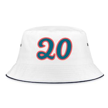 20. 20. JAHRESTAG. 20-JÄHRIGES JUBILÄUM. 20 JAHRE. - Bucket Hat - Weiß/Navy - Vorne