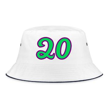 20. 20. JAHRESTAG. 20-JÄHRIGES JUBILÄUM. 20 JAHRE. - Bucket Hat - Weiß/Navy - Vorne