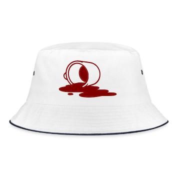 Kaffee Becher Umkippen - Bucket Hat - Weiß/Navy - Vorne