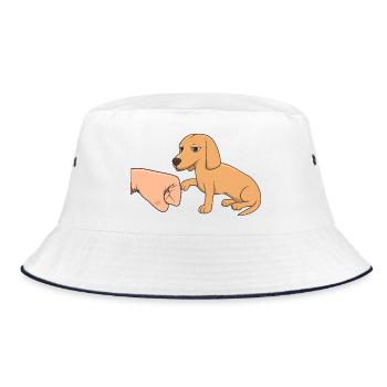 Süßer Dackel, Hundefauststoß, lustiges Haustierbesitzer-Geschenk - Bucket Hat - Weiß/Navy - Vorne