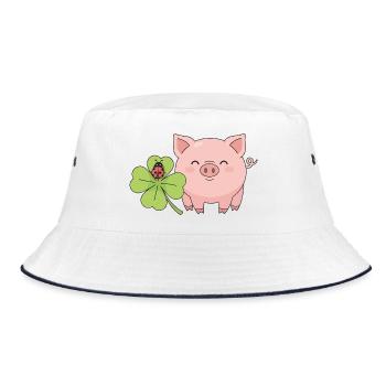 Lucky Pig Clover Ladybug - Bucket Hat - white/navy - Front