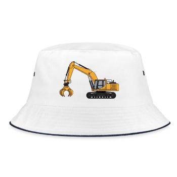 Excavator Excavator Driver Construction Site - Bucket Hat - white/navy - Front