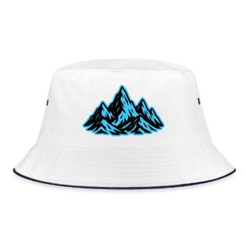 Mountains Summit Icon - Bucket Hat - white/navy - Front