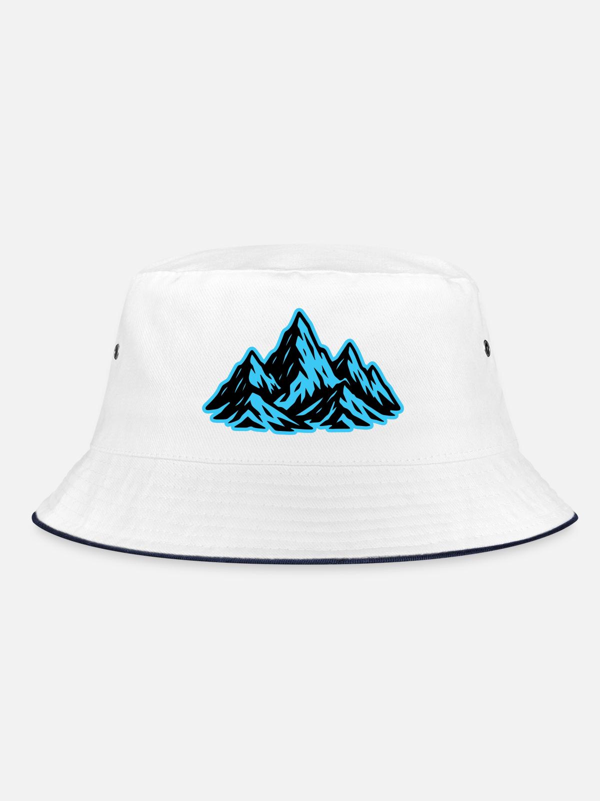 Berge Gipfel Symbol - Bucket Hat - Weiß/Navy - Vorne