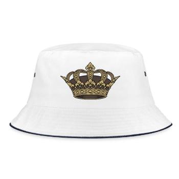 Königskrone Gold Antik Majestät Vektor - Bucket Hat - Weiß/Navy - Vorne