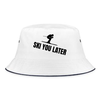 Ski You Later – Lustiger Ski Spruch - Bucket Hat - Weiß/Navy - Vorne