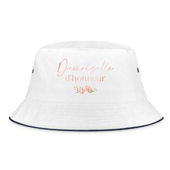 Floral Bridesmaid - Bucket Hat - white/navy - Front