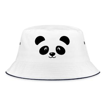 Panda | Big Face Kostüm Karneval Verkleidung - Bucket Hat - Weiß/Navy - Vorne