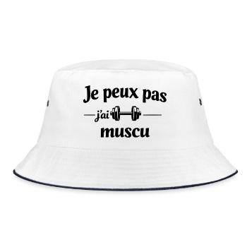 Je peux pas j’ai muscu – Humour fitness et sport - Bob - blanc/marine - Devant
