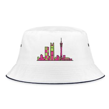 Guangzhou City Skyline Kanton Turmlinie Kunst - Bucket Hat - Weiß/Navy - Vorne