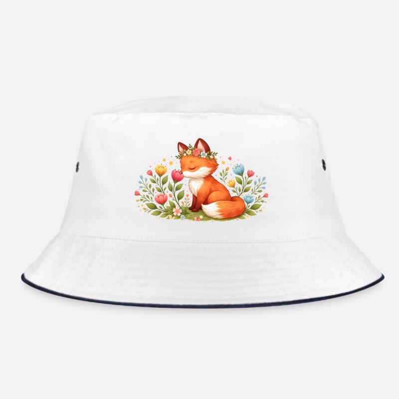 Un joli renard de printemps avec une couronne de fleurs Bob