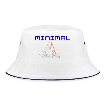 Minimal Beat - Bucket Hat - Weiß/Navy - Vorne