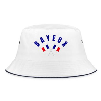 Embleme der französischen Flaggen von Bayeux Crossed - Bucket Hat - Weiß/Navy - Vorne