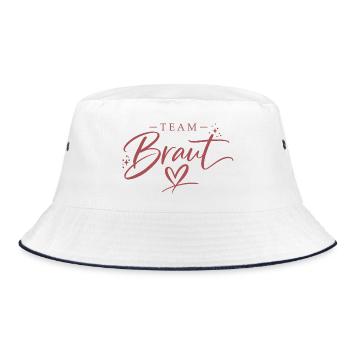 Team Bride Logo with Heart Font - Bucket Hat - white/navy - Front
