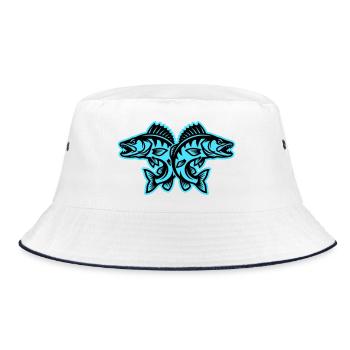 Pike Fish - Bucket Hat - white/navy - Front