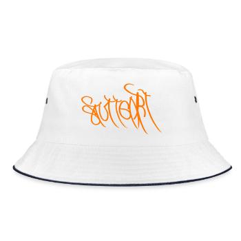 Graffiti Orange Handlettering Stuttgart - Bucket Hat - Weiß/Navy - Vorne