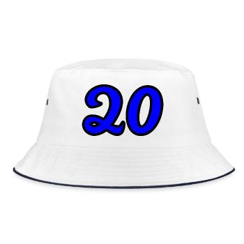 20. 20. JAHRESTAG. 20-JÄHRIGES JUBILÄUM. 20 JAHRE. - Bucket Hat - Weiß/Navy - Vorne