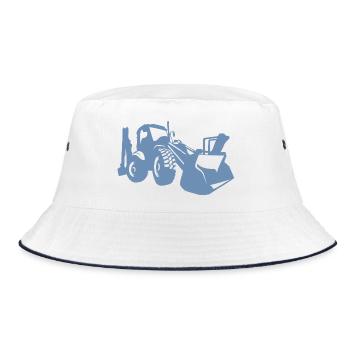 Excavator Wheel Loader Construction Equipment Operator Silhouette - Bucket Hat - white/navy - Front