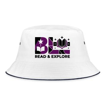 Read Explore Buch Typografie - Bucket Hat - Weiß/Navy - Vorne