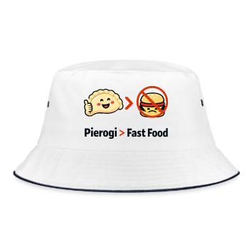 Pierogi statt Fast Food - Bucket Hat - Weiß/Navy - Vorne
