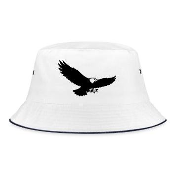 Eagle Silhouette Bird of Prey Logo - Bucket Hat - white/navy - Front