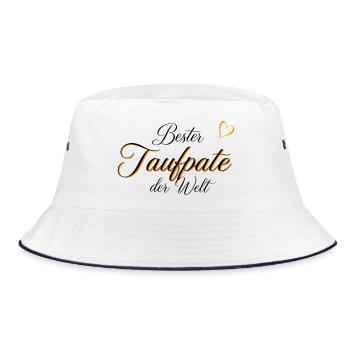 Edles Geschenk für den Taufpaten - Bucket Hat - Weiß/Navy - Vorne