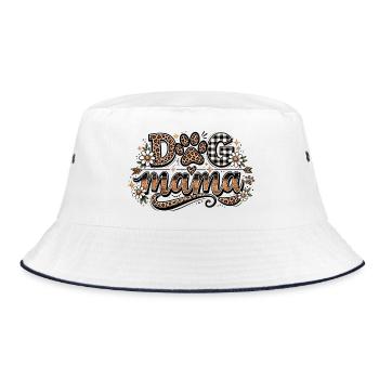 Dog Mom: Dog Mama Leopard Blumen Geschenk - Bucket Hat - Weiß/Navy - Vorne
