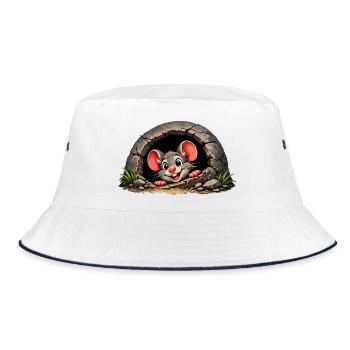 Little mouse out of hole - Bucket Hat - white/navy - Front