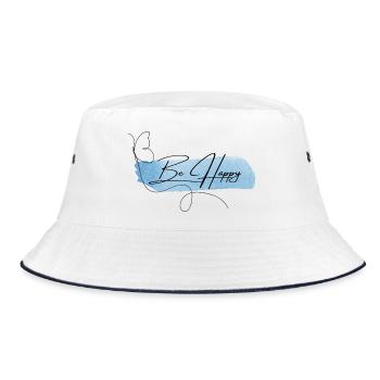 Be Happy - Elegant Watercolor Font - Bucket Hat - white/navy - Front