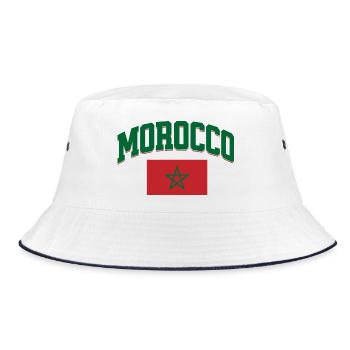 Marokko Fußballliebhaber Retro-Sportdesign - Bucket Hat - Weiß/Navy - Vorne