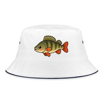 Cute Perch Kids Fishing Design - Bucket Hat - white/navy - Front
