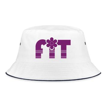 Purple Floral Typography with Flower Accent - Bucket Hat - white/navy - Front