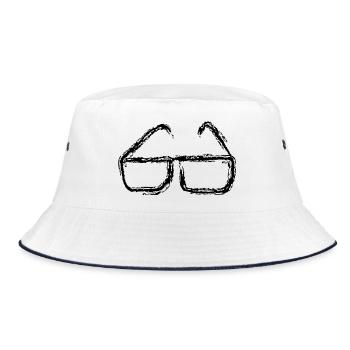 Brille  - Bucket Hat - Weiß/Navy - Vorne